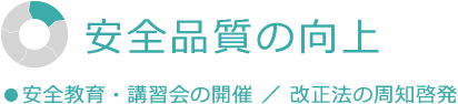 安全品質の向上 安全教育・講習会の開催 ／ 改正法の周知啓発